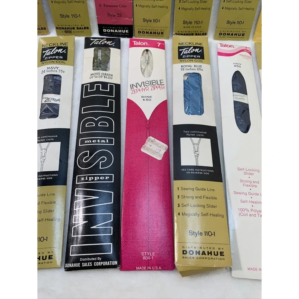 Vintage Lot of 14 Zippers Talon Unique Commar Assorted Colors &‎ Sizes NIP NOS